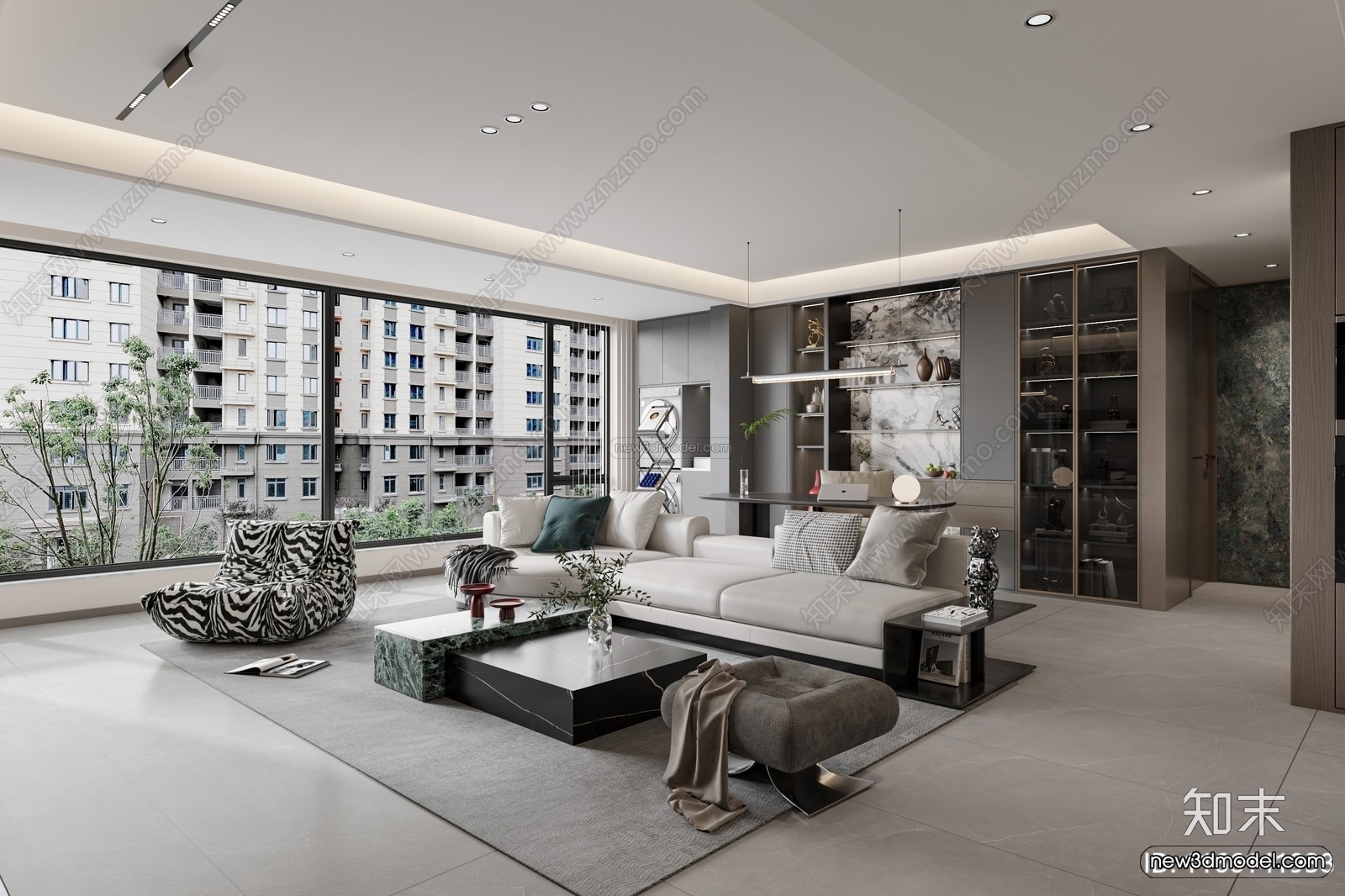 Modern Style Interior 3D Blocks and 3D Models – Living Room 3D Scene – 187 – CORONA - thumbnail 3