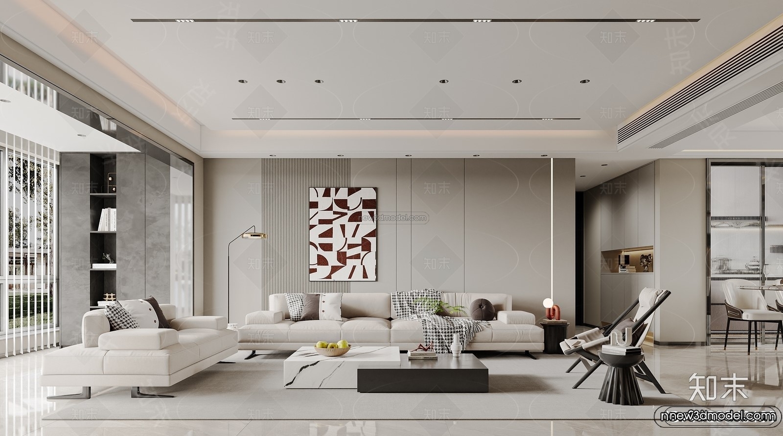 Modern Style Interior 3D Blocks and 3D Models – Living Room 3D Scene – 188 – CORONA - thumbnail 2