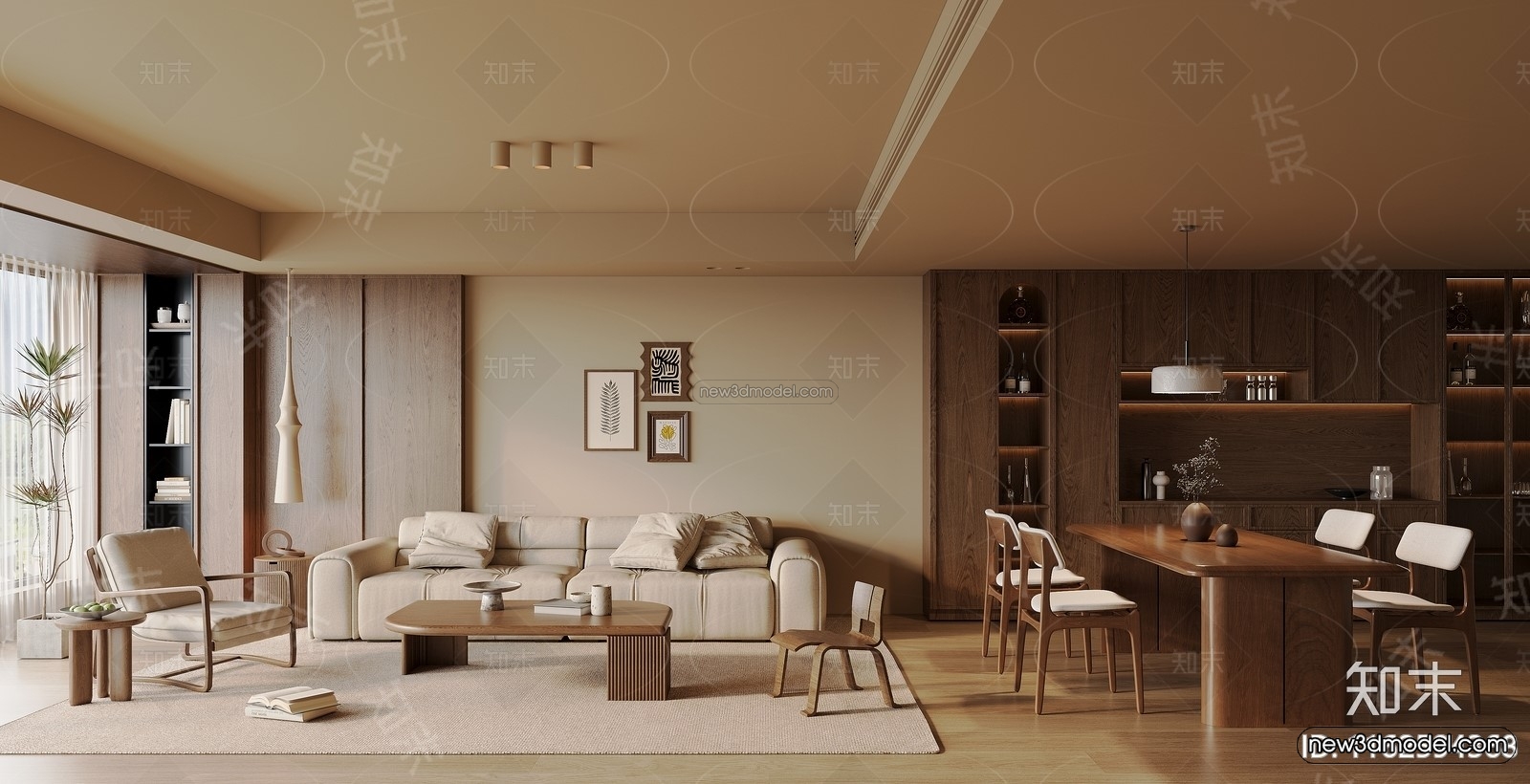 Modern Style Interior 3D Blocks and 3D Models – Living Room 3D Scene – 230 – CORONA - thumbnail 3