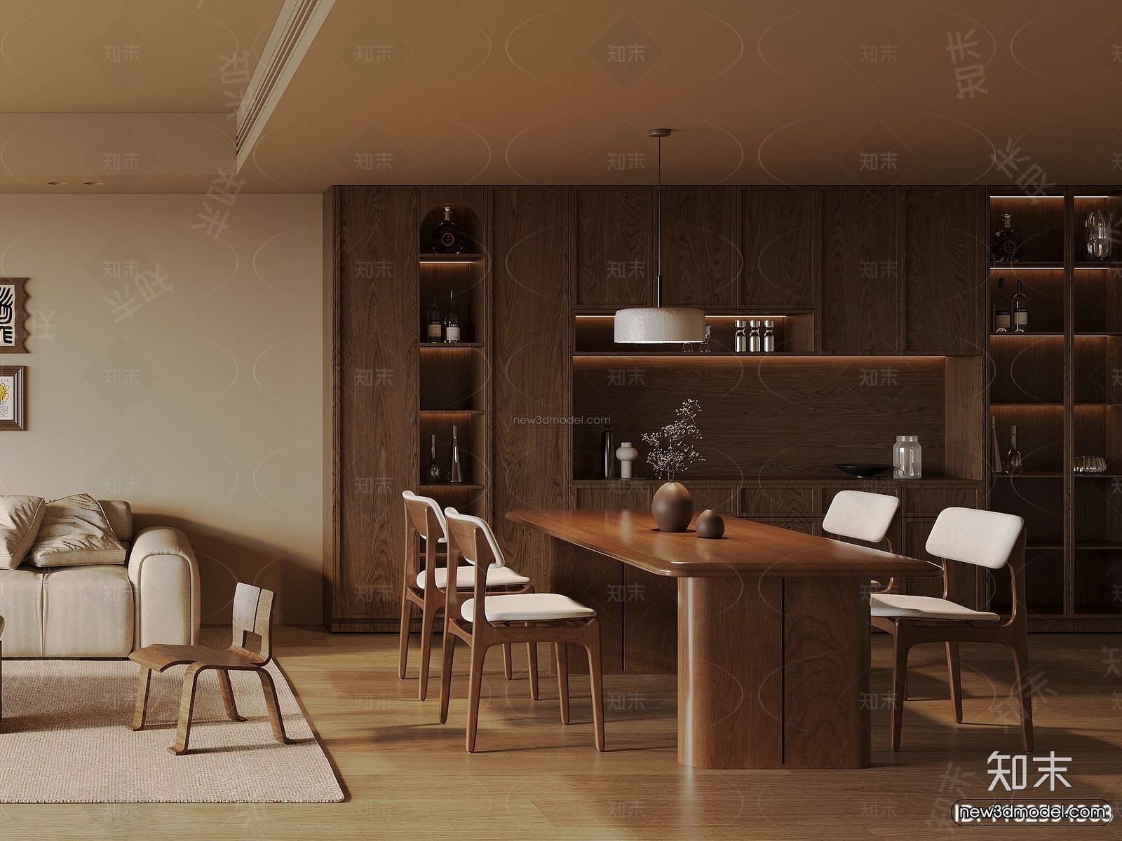 Modern Style Interior 3D Blocks and 3D Models – Living Room 3D Scene – 230 – CORONA - thumbnail 2