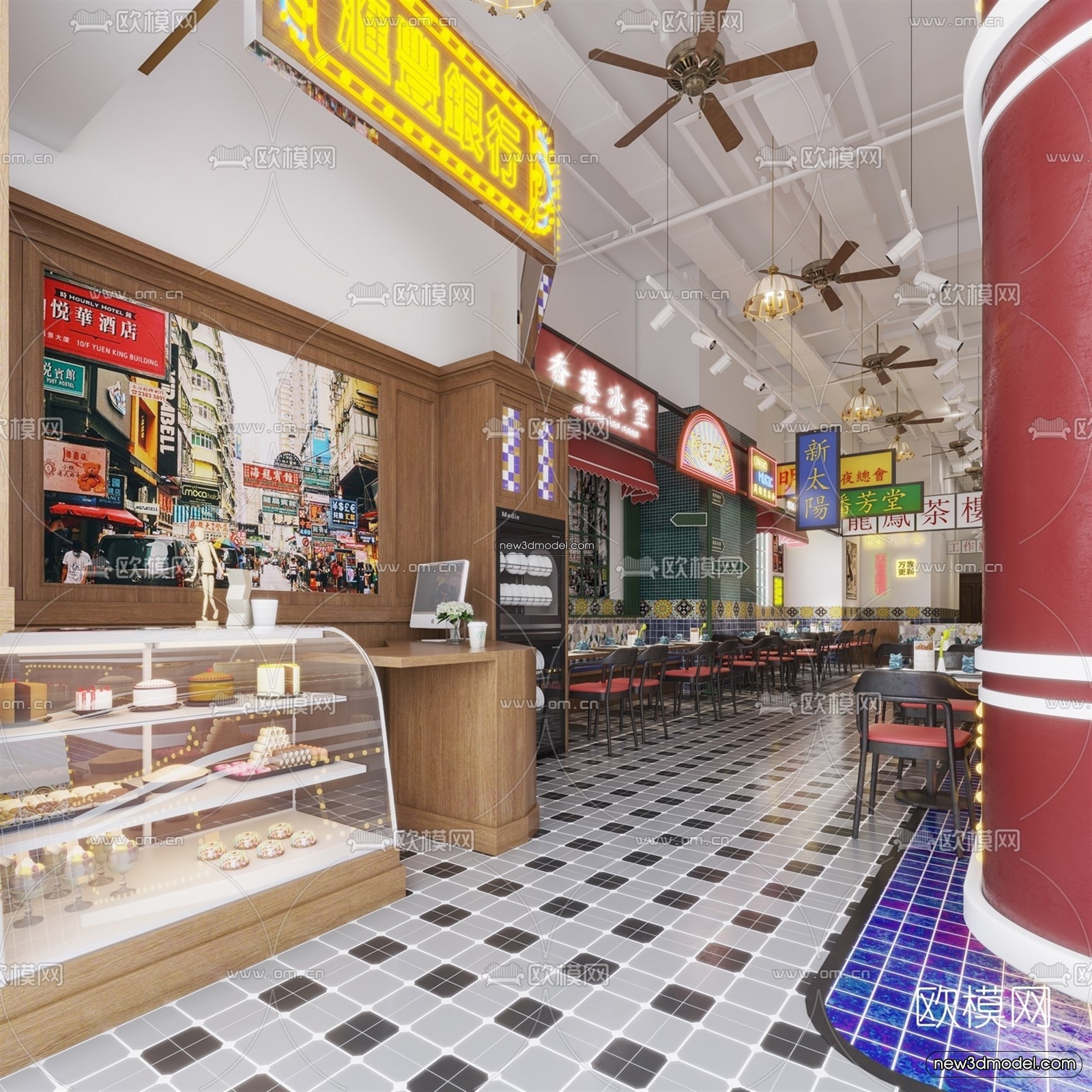 Restaurant and Fastfood 3D Scene – 3D Blocks – 080 – VRAY - thumbnail 3