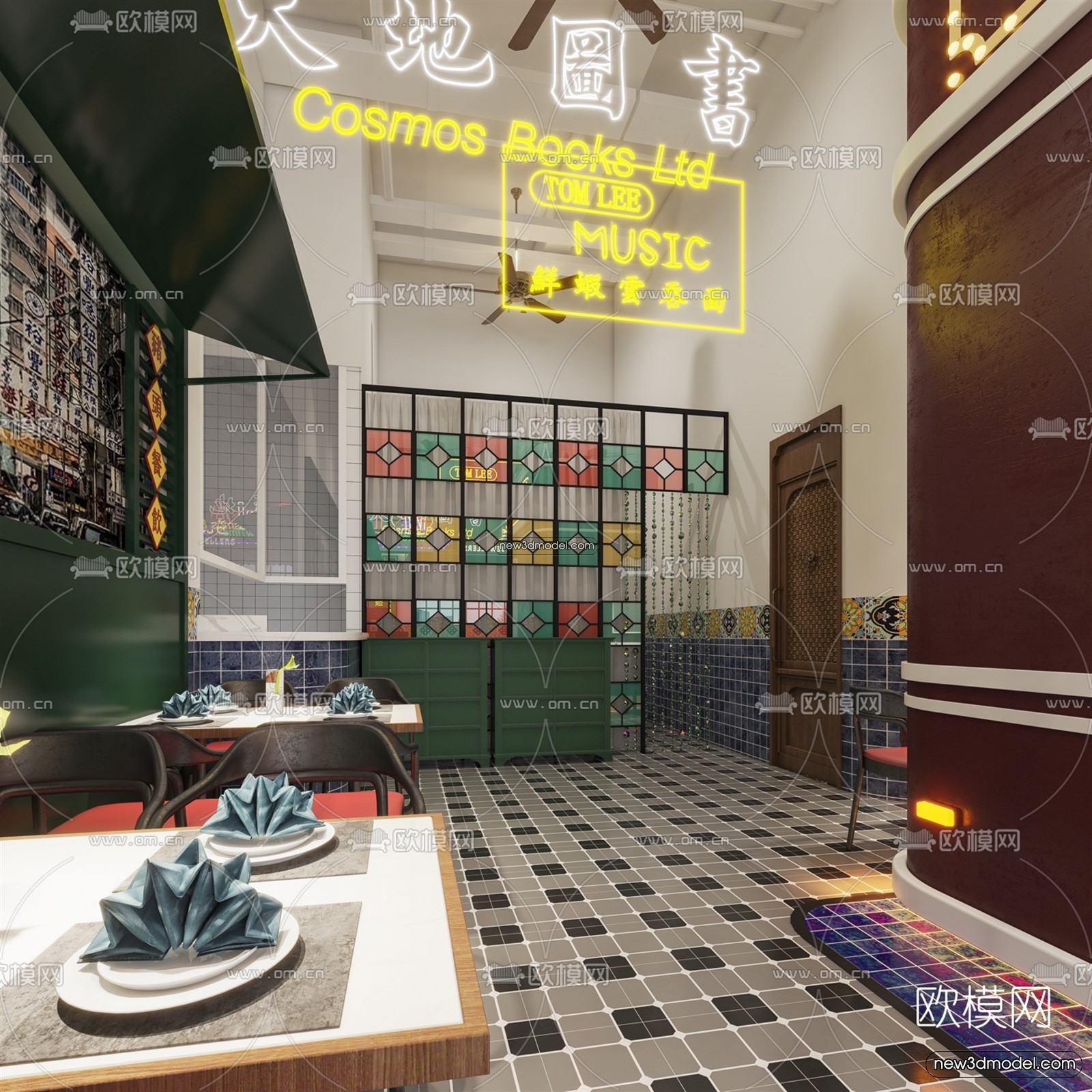 Restaurant and Fastfood 3D Scene – 3D Blocks – 080 – VRAY - thumbnail 2