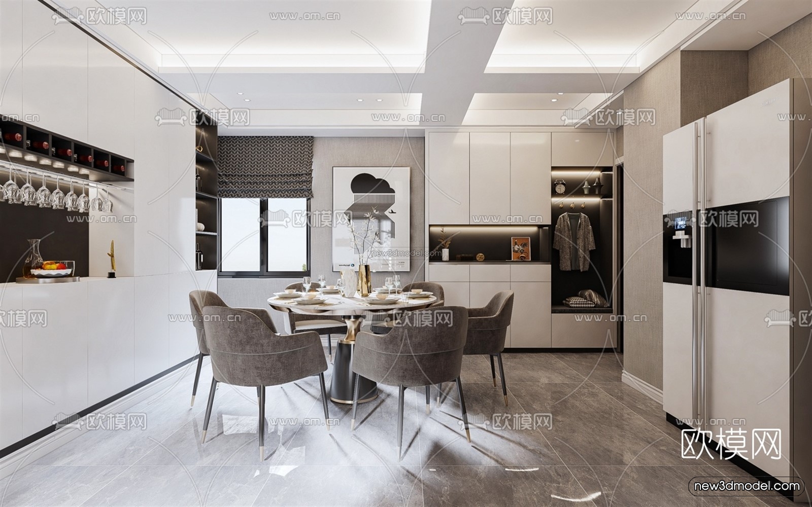 Black – White – Gray Colors Interior 3D Blocks – Living Room 3D Scene – 024 – VRAY - thumbnail 3