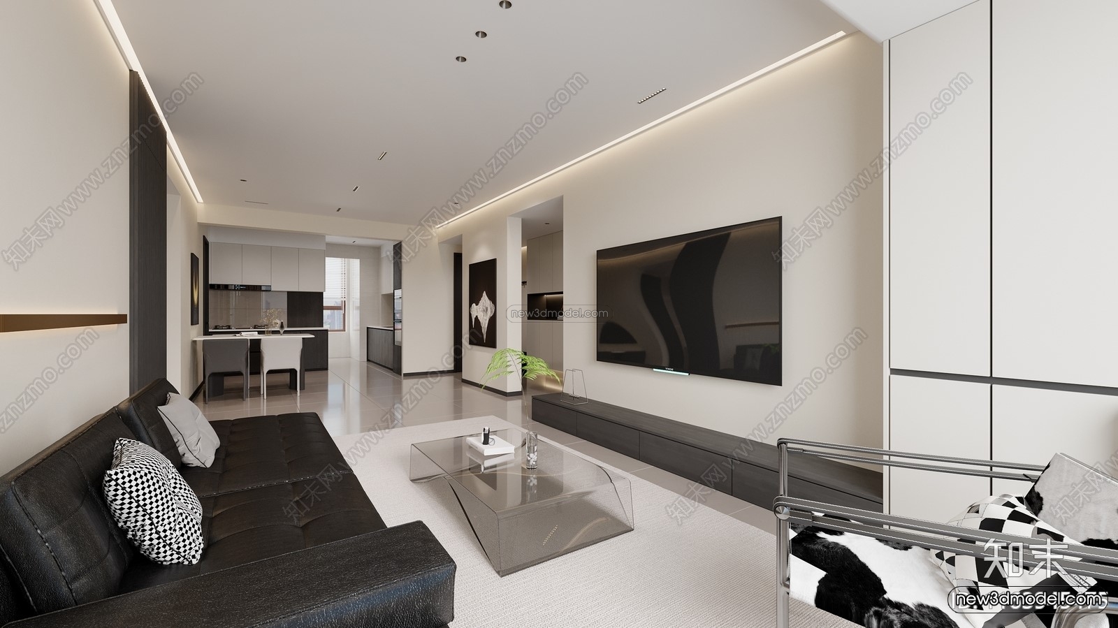 Modern Style Interior 3D Blocks and 3D Models – Living Room 3D Scene – 414 – CORONA - thumbnail 2