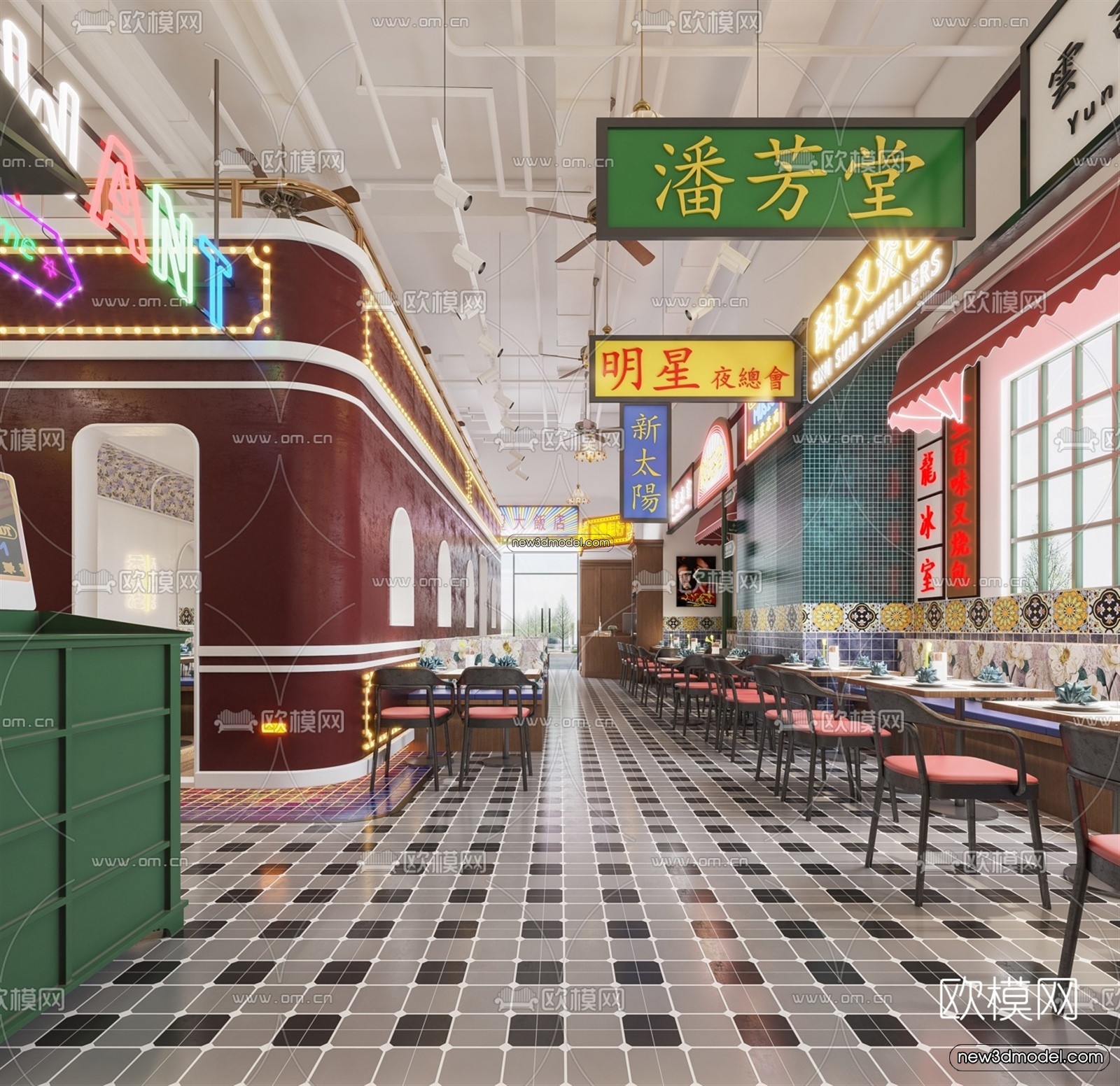 Restaurant and Fastfood 3D Scene – 3D Blocks – 080 – VRAY - thumbnail 5