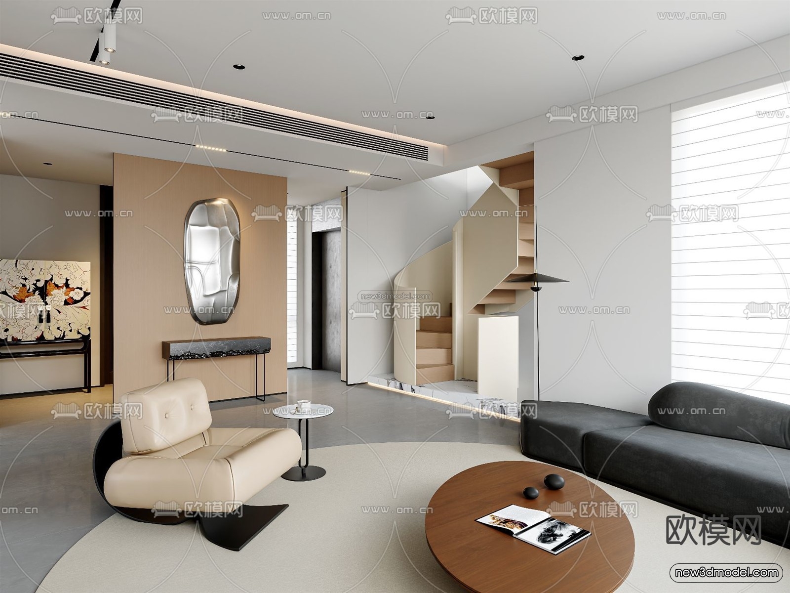 Modern Style Interior 3D Blocks and 3D Models – Living Room 3D Scene – 232 – CORONA - thumbnail 5