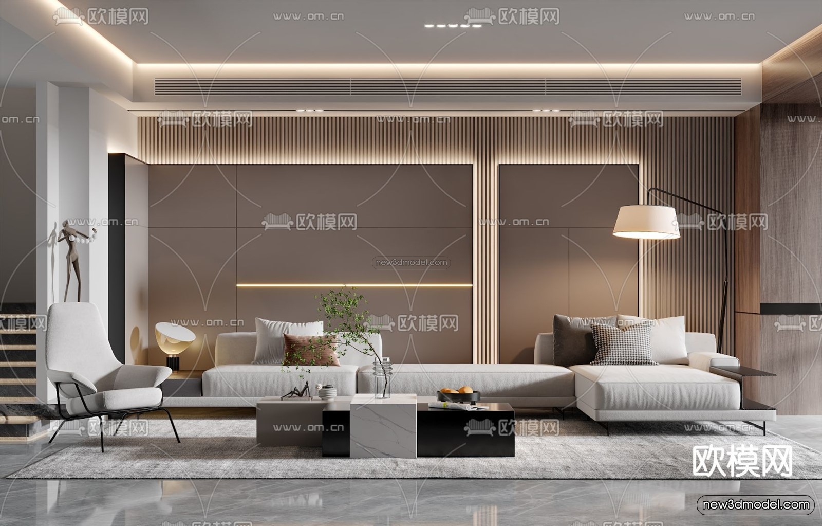 Luxury Style Interior 3D Blocks – Living Room 3D Model – 033 – VRAY - thumbnail 2