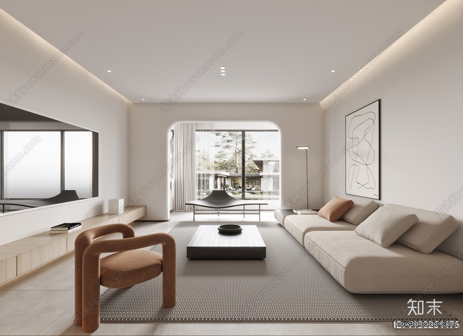 Modern Style Interior 3D Blocks and 3D Models – Living Room 3D Scene – 417 – CORONA - thumbnail 2