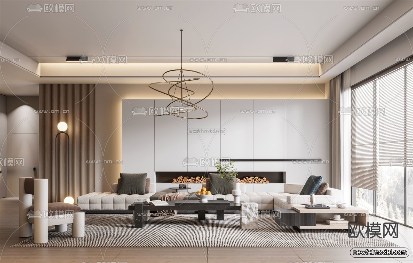 Luxury Style Interior 3D Blocks – Living Room 3D Model – 035 – VRAY - thumbnail 2
