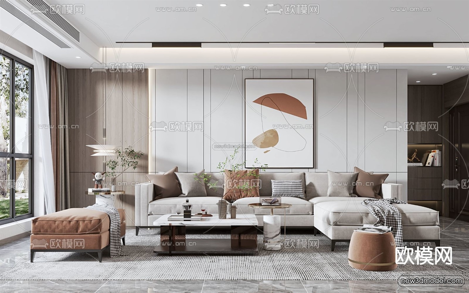 Luxury Style Interior 3D Blocks – Living Room 3D Model – 036 – VRAY - thumbnail 2