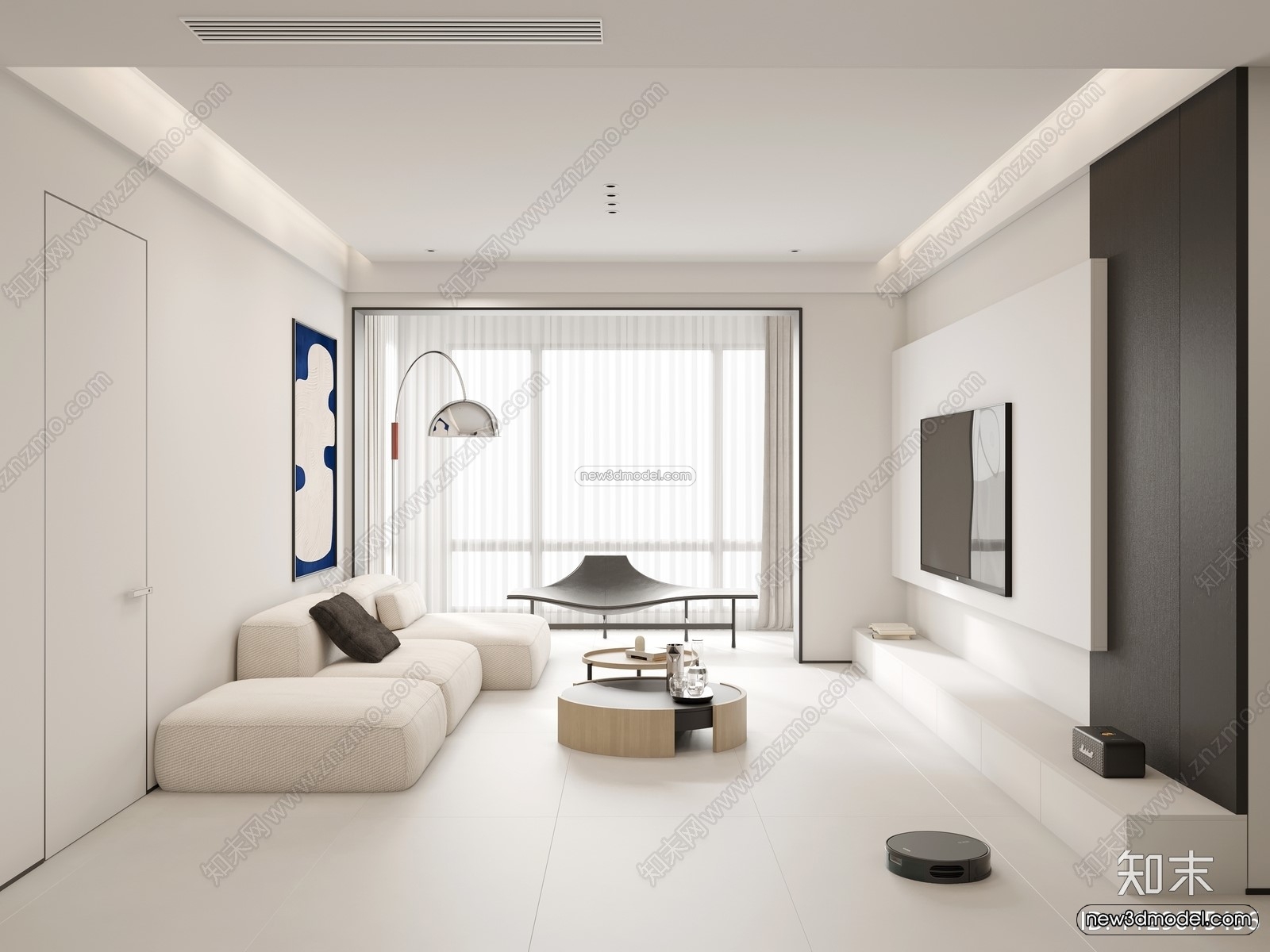 Modern Style Interior 3D Blocks and 3D Models – Living Room 3D Scene – 010 – CORONA - thumbnail 2