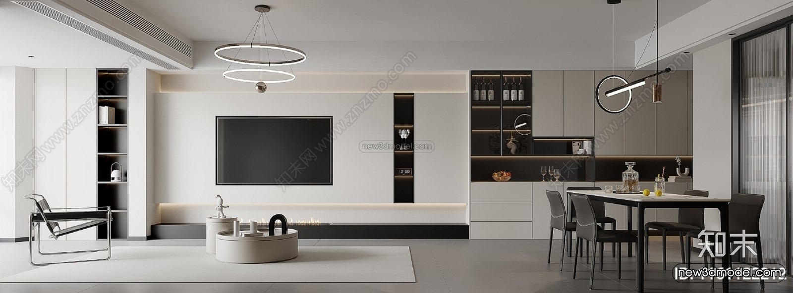 Modern Style Interior 3D Blocks and 3D Models – Living Room 3D Scene – 013 – CORONA - thumbnail 2