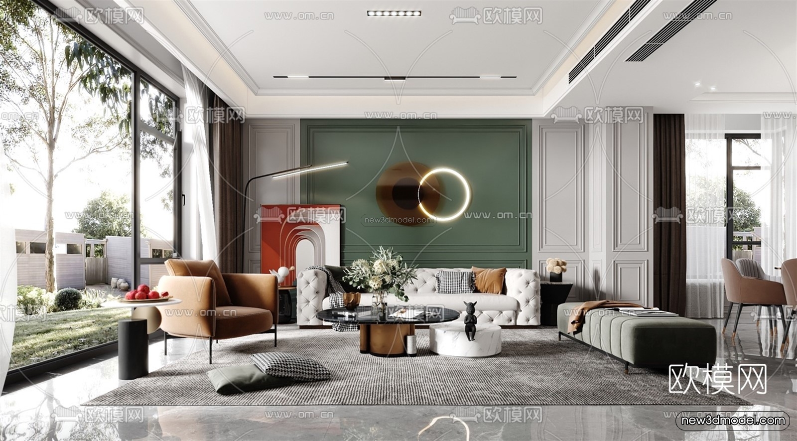 Luxury Style Interior 3D Blocks – Living Room 3D Model – 039 – VRAY - thumbnail 5