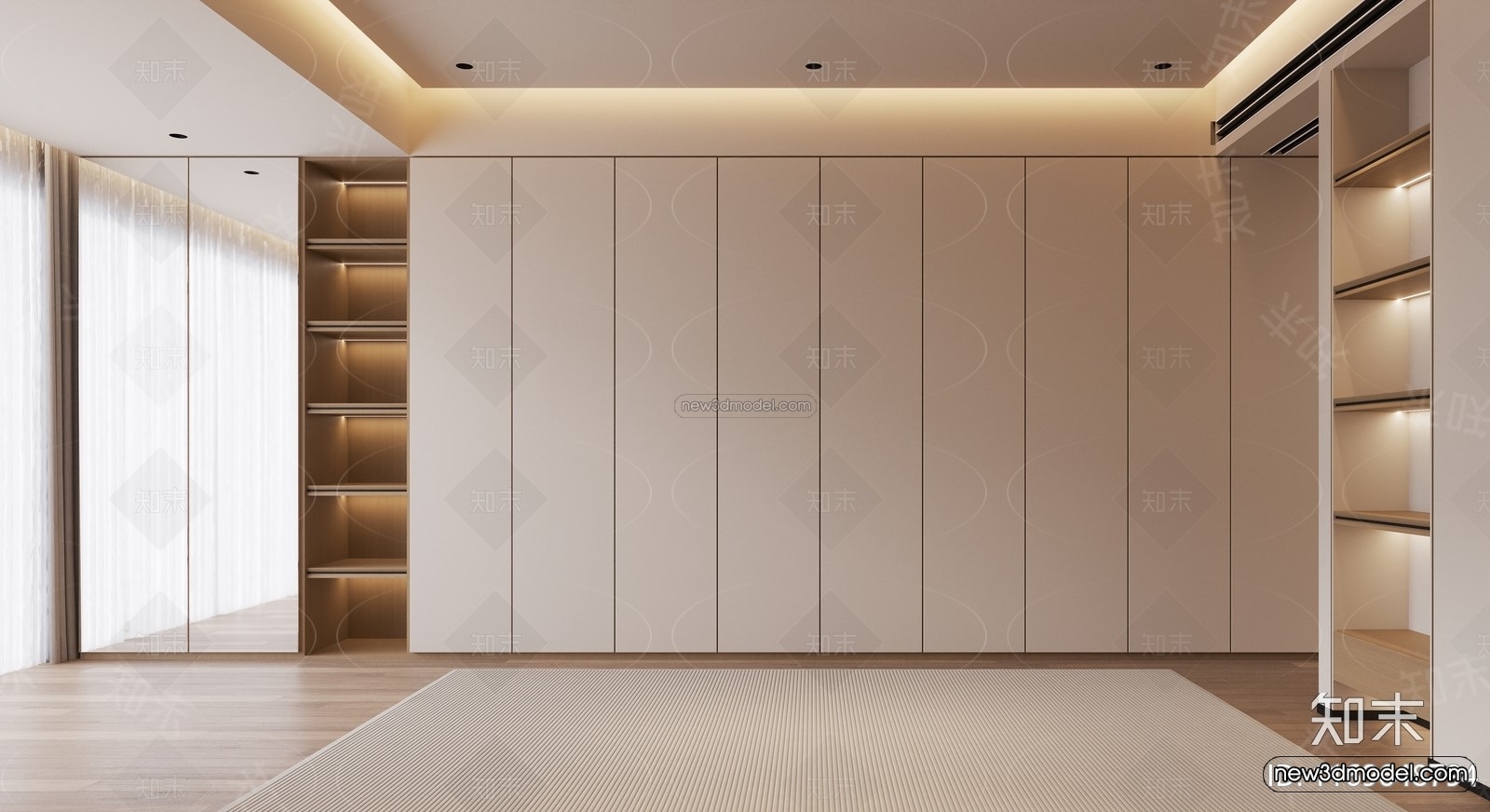 Minimalist Style Interior 3D Blocks – Bedroom 3D Model – 220 – CORONA - thumbnail 3