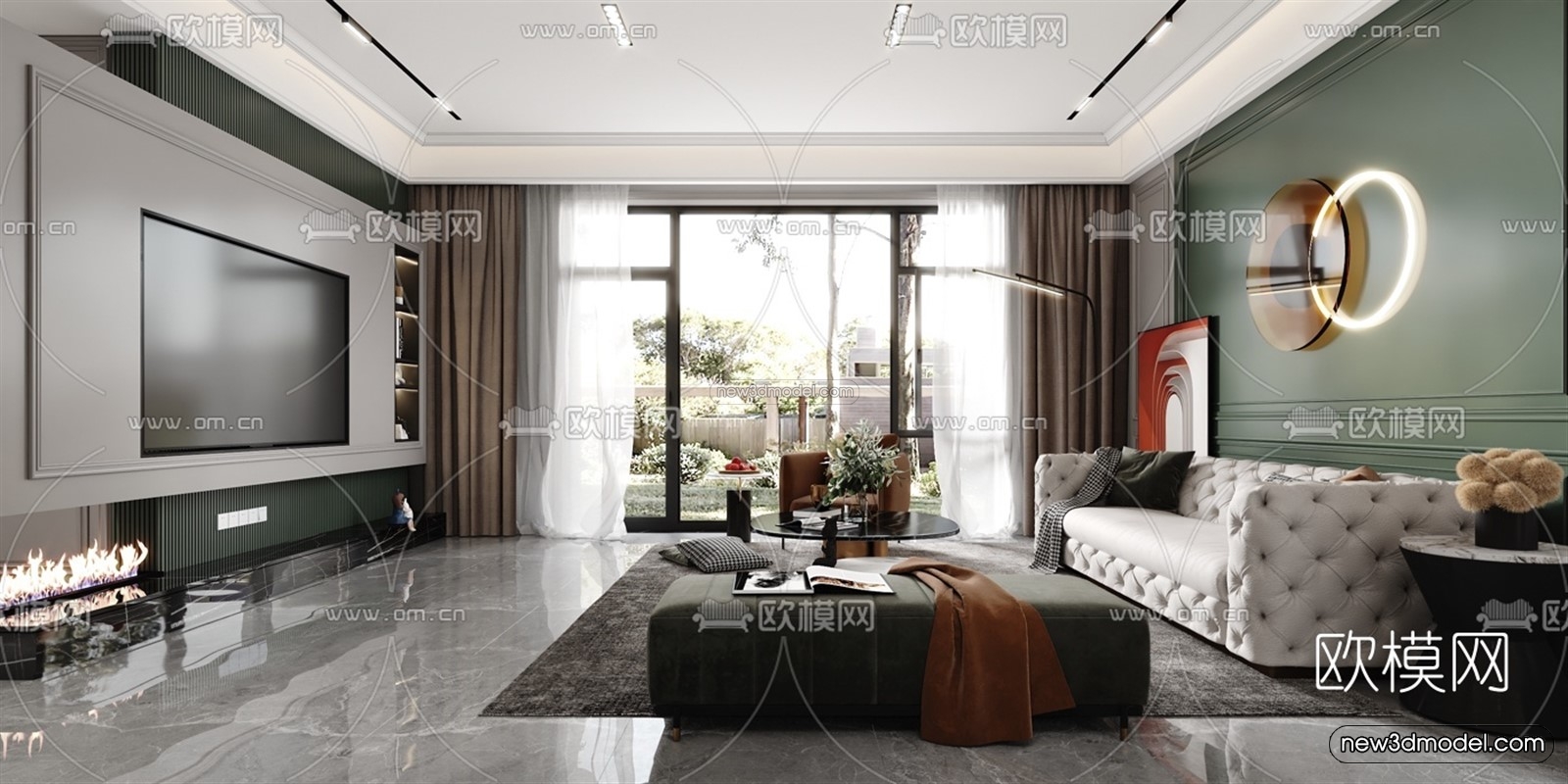 Luxury Style Interior 3D Blocks – Living Room 3D Model – 039 – VRAY - thumbnail 3