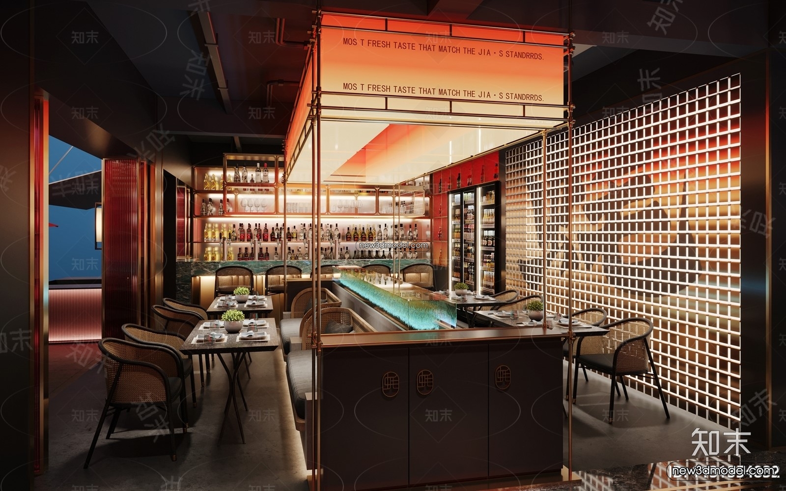 Restaurant and Fastfood 3D Scene – 3D Blocks – 087 – CORONA - thumbnail 2