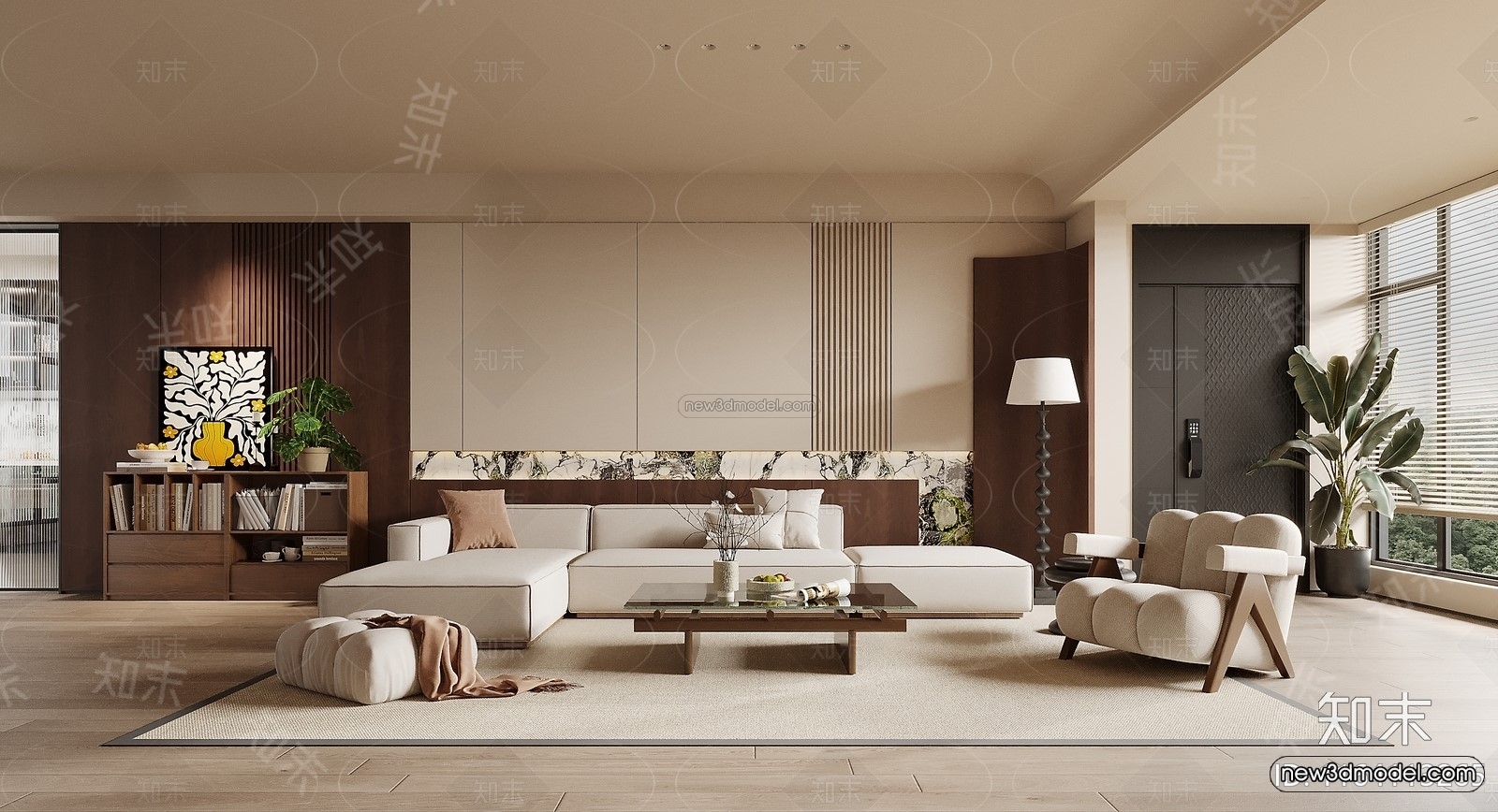 Modern Style Interior 3D Blocks and 3D Models – Living Room 3D Scene – 235 – CORONA - thumbnail 2