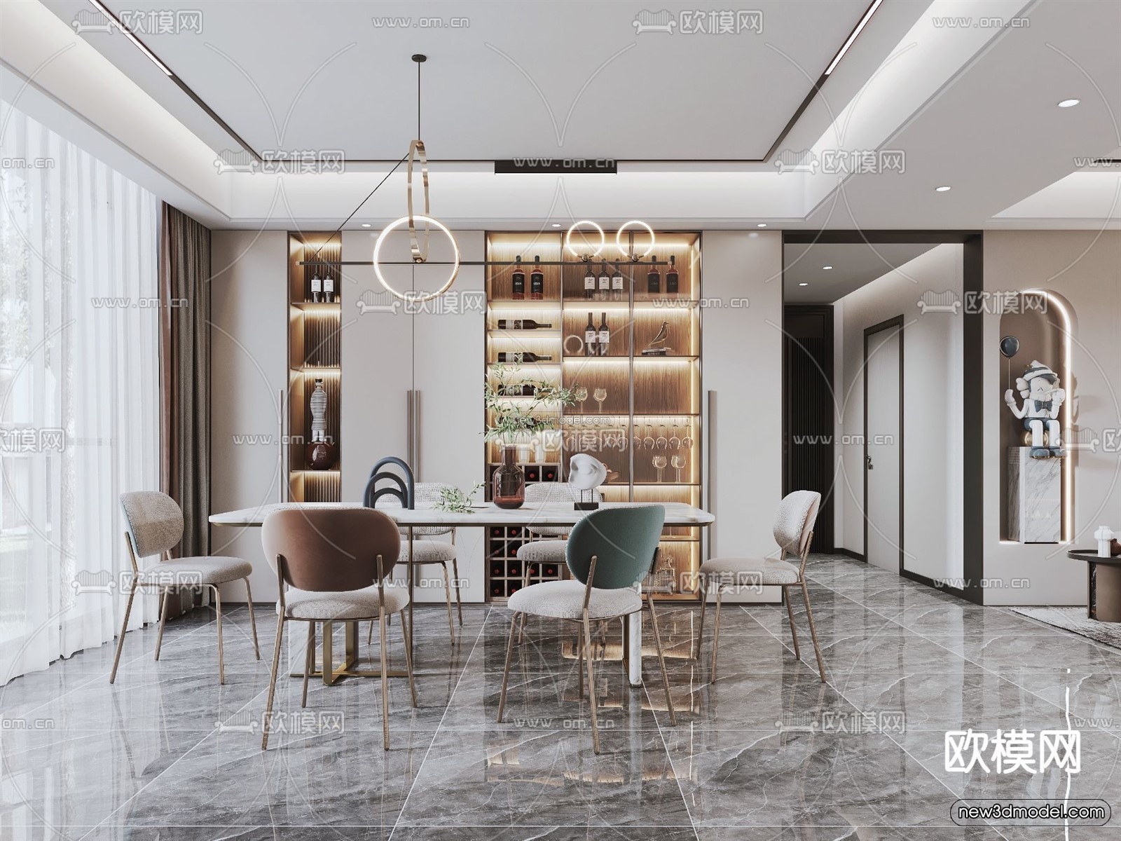 Luxury Style Interior 3D Blocks – Living Room 3D Model – 040 – VRAY - thumbnail 2