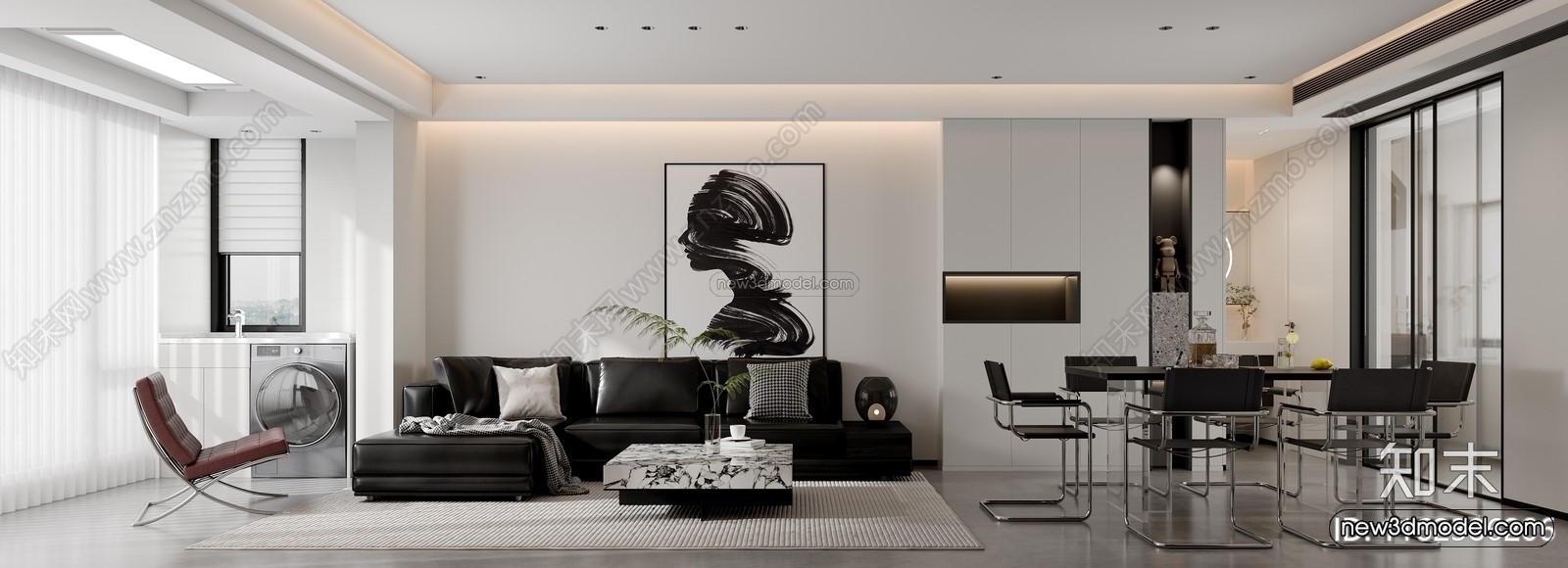 Modern Style Interior 3D Blocks and 3D Models – Living Room 3D Scene – 016 – CORONA - thumbnail 2