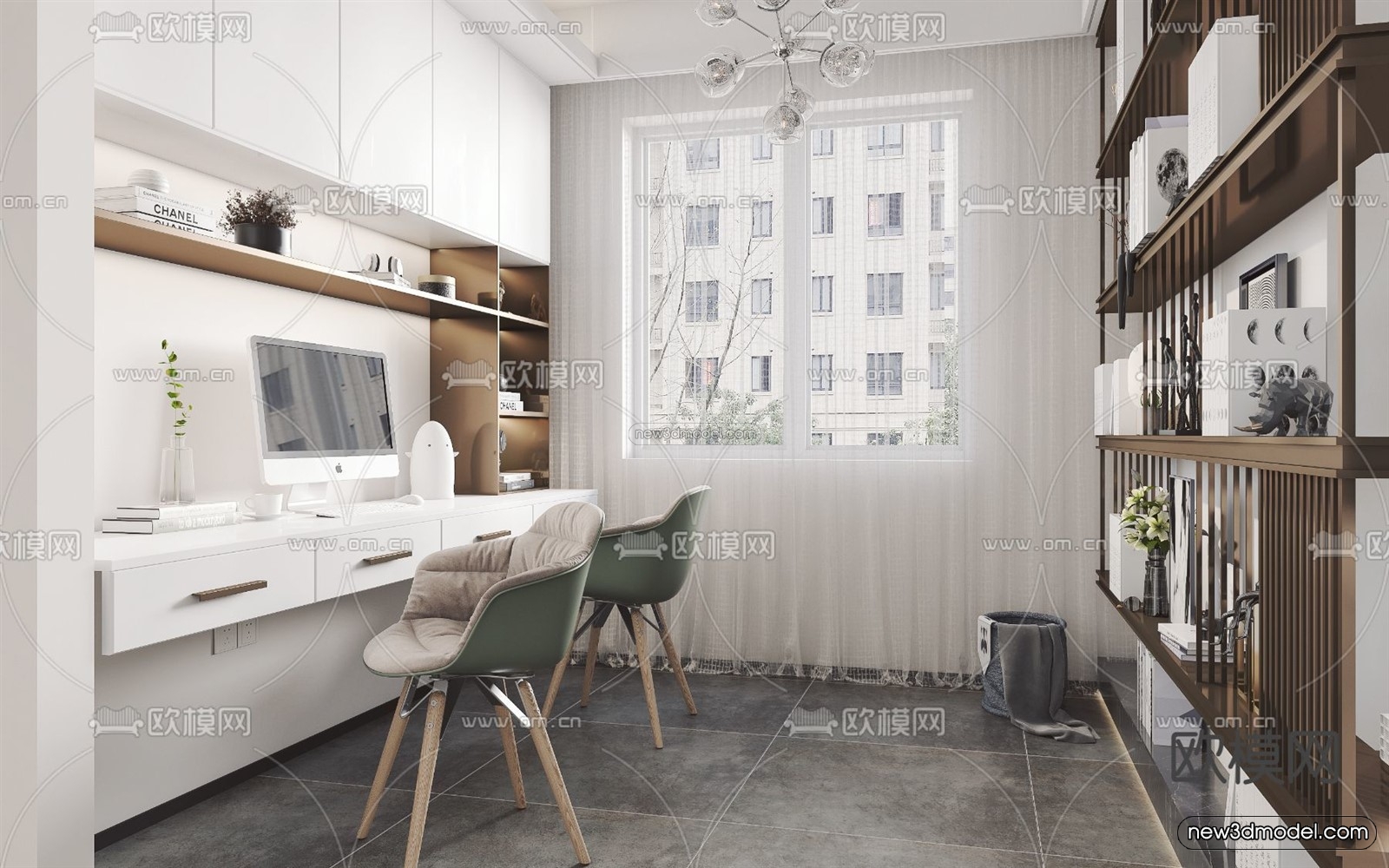 Nordic Style Interior 3D Blocks – Living Room 3D Model – 156 – VRAY - thumbnail 2