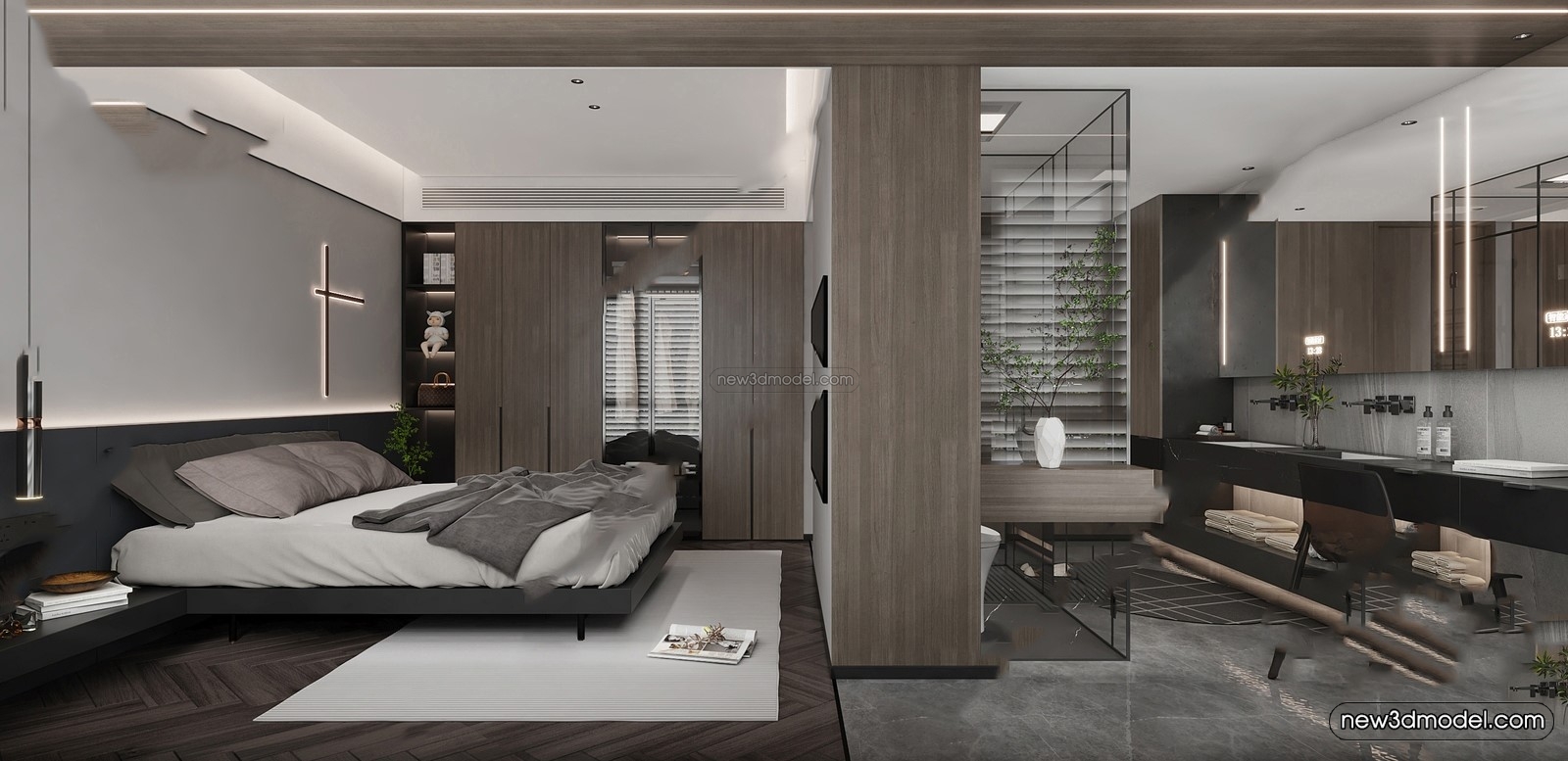 Black – White – Gray Colors Interior 3D Blocks – Living Room 3D Scene – 027 – VRAY - thumbnail 2