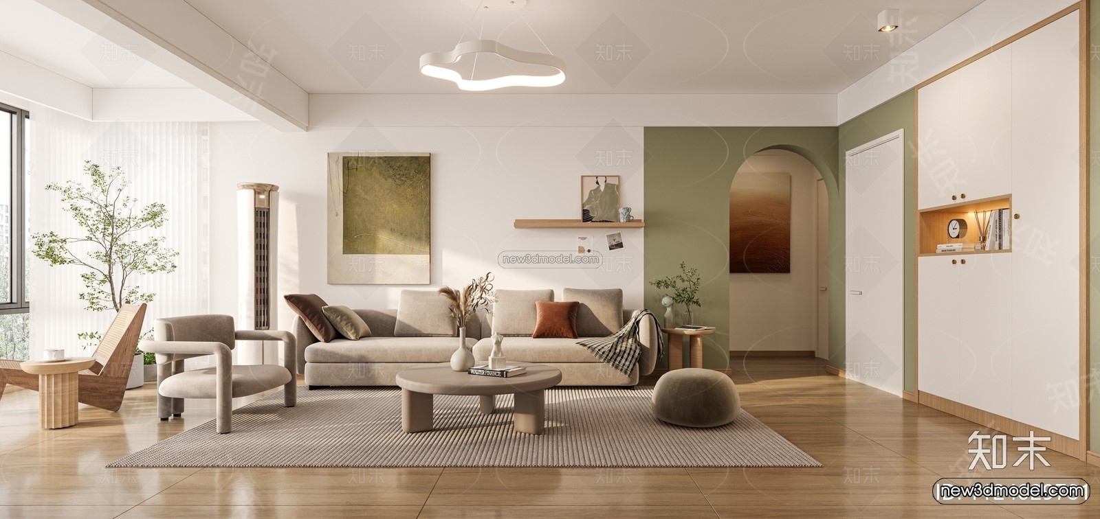 Nordic Style Interior 3D Blocks – Living Room 3D Model – 234 – CORONA - thumbnail 2