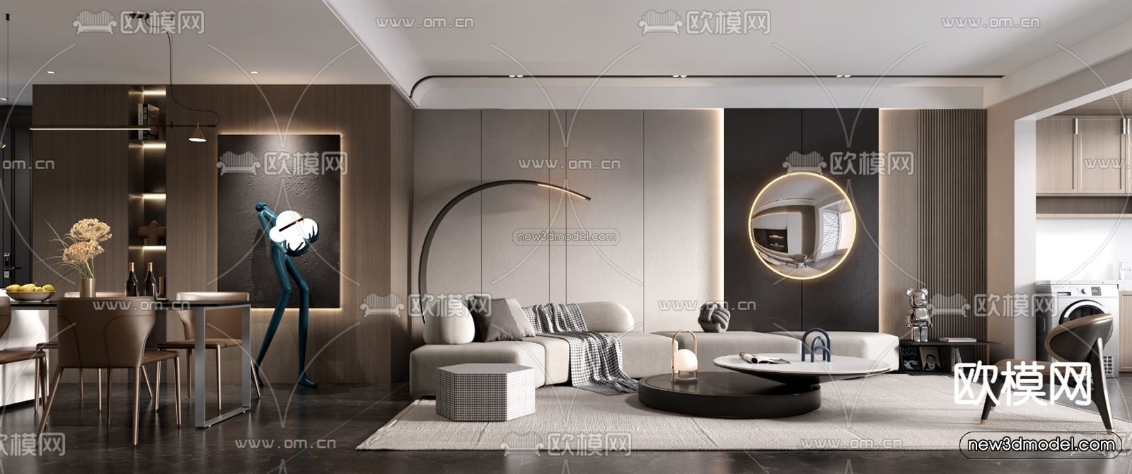 Modern Style Interior 3D Blocks – Living Room 3D Model – 067 – VRAY - thumbnail 2