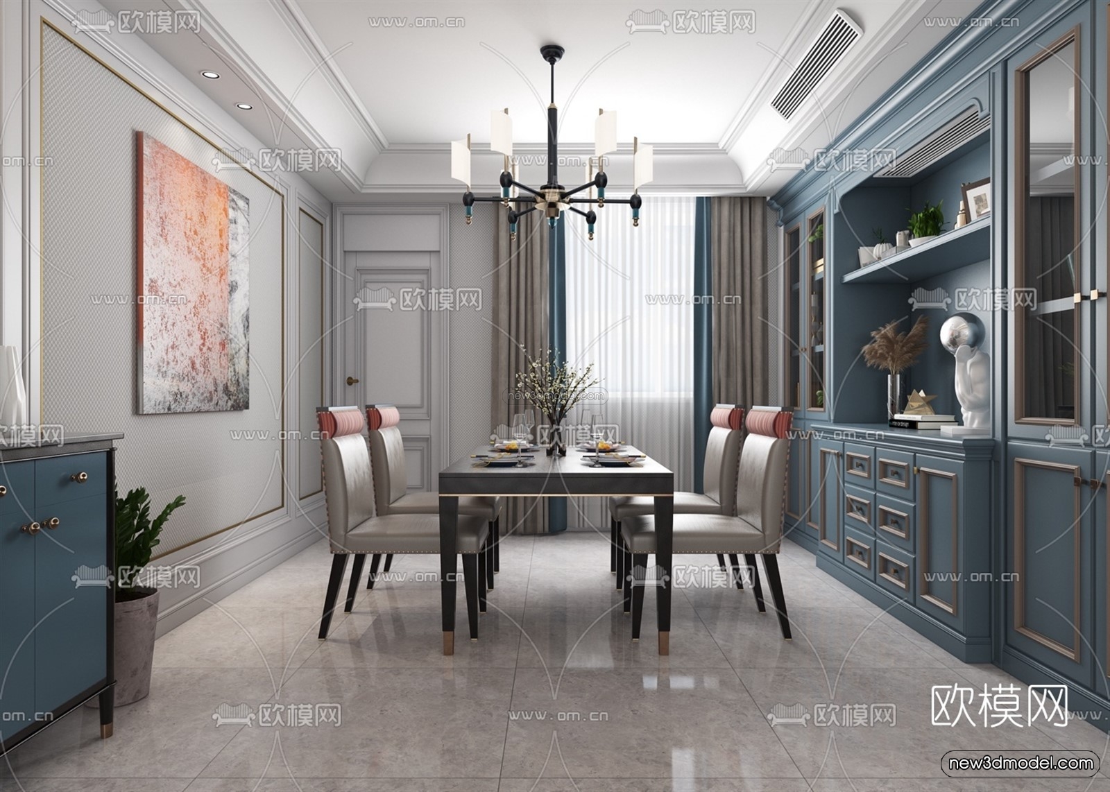 Morandi Style Interior 3D Blocks – Living Room 3D Scene – 037 – VRAY - thumbnail 2