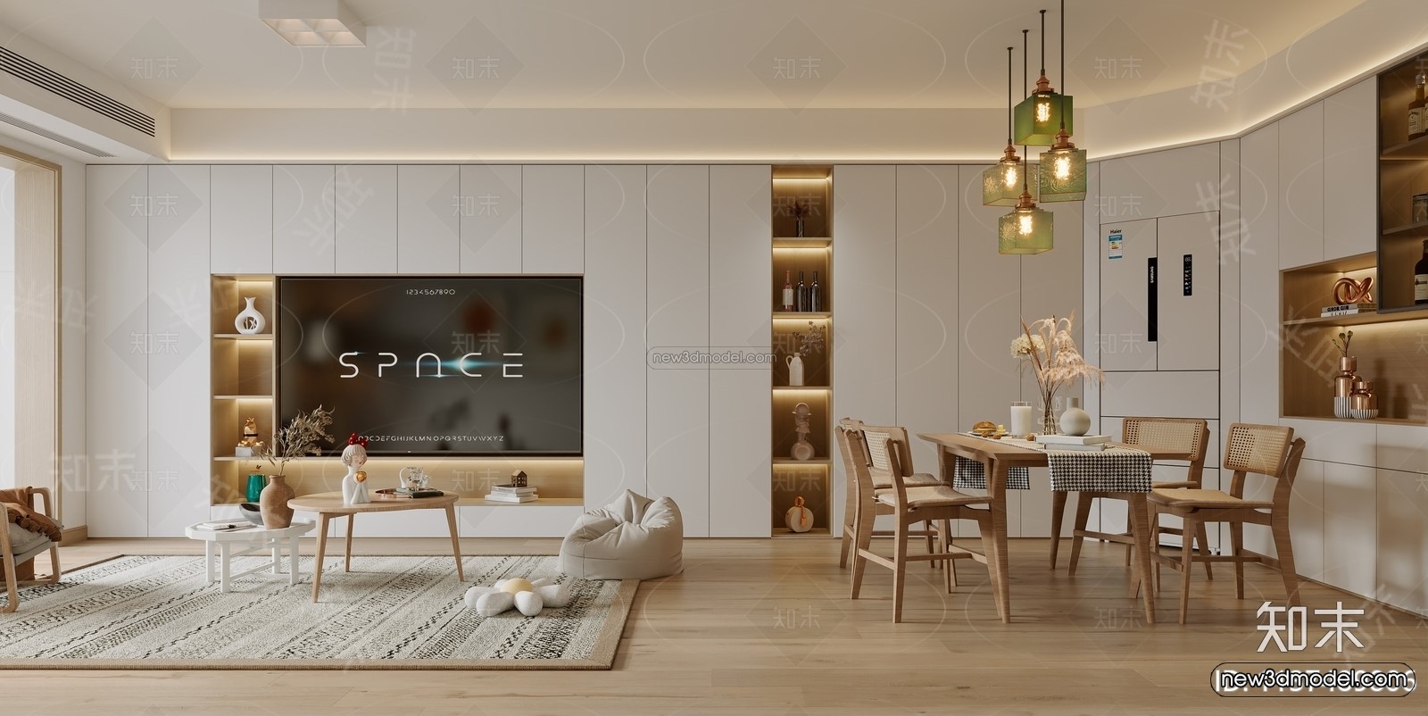 Nordic Style Interior 3D Blocks – Living Room 3D Model – 246 – VRAY - thumbnail 3