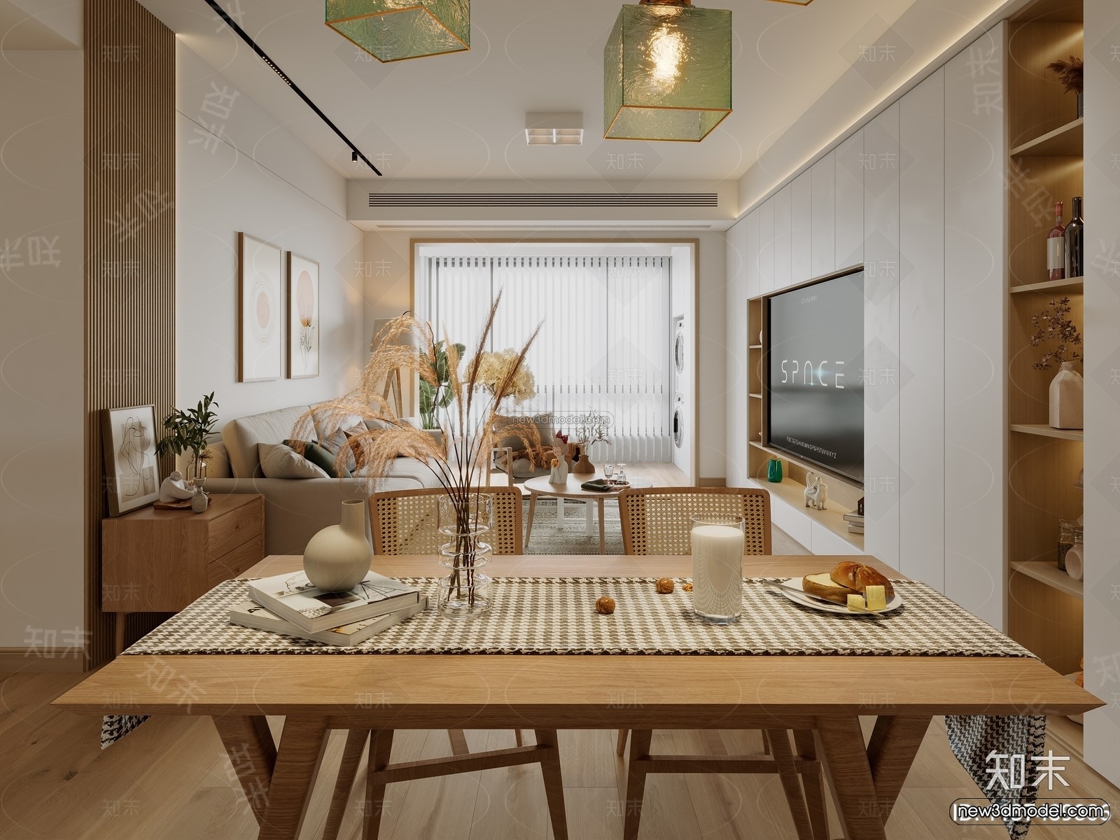 Nordic Style Interior 3D Blocks – Living Room 3D Model – 246 – VRAY - thumbnail 2