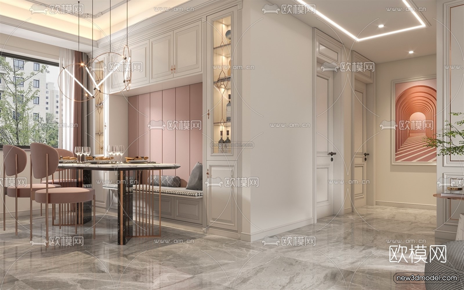 Cream Style Interior 3D Blocks – Living Room 3D Model – 039 – VRAY - thumbnail 5
