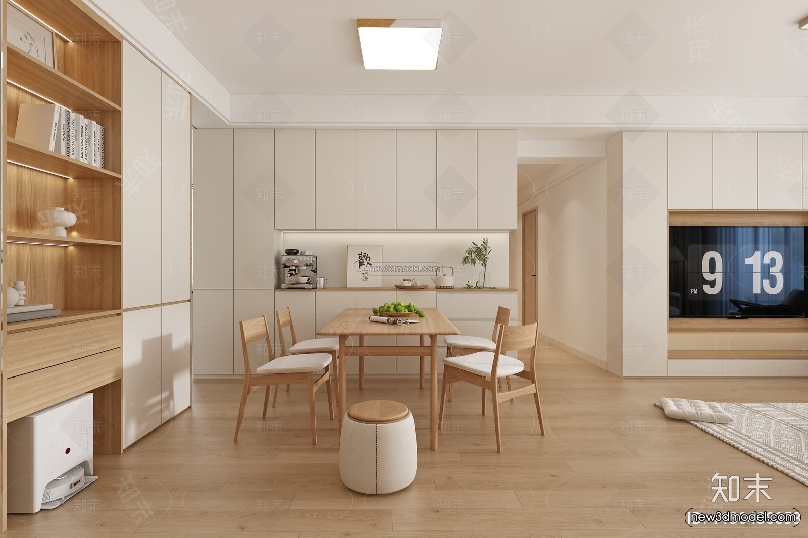 Nordic Style Interior 3D Blocks – Living Room 3D Model – 035 – VRAY - thumbnail 3
