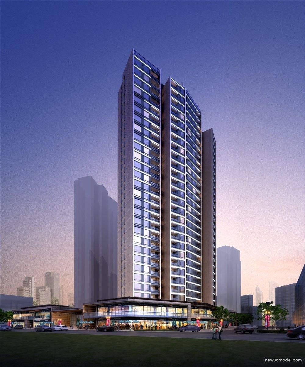 3D Models of Commercial Building – Exterior 3D Scenes – 299 – VRAY - thumbnail 2