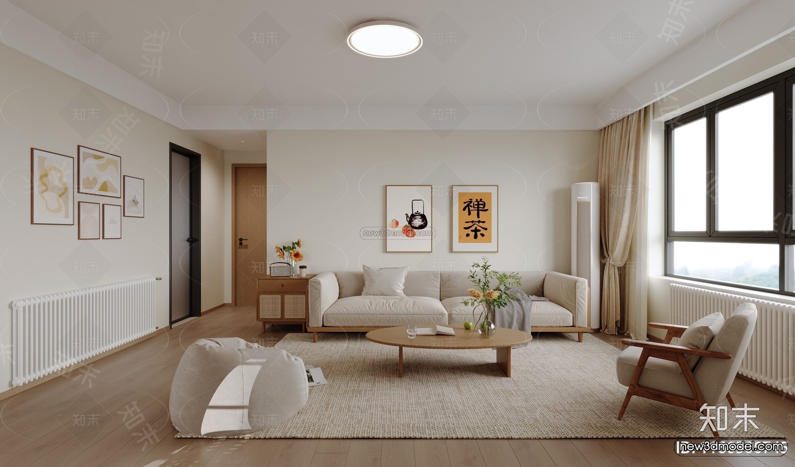 Nordic Style Interior 3D Blocks – Living Room 3D Model – 122 – CORONA - thumbnail 3