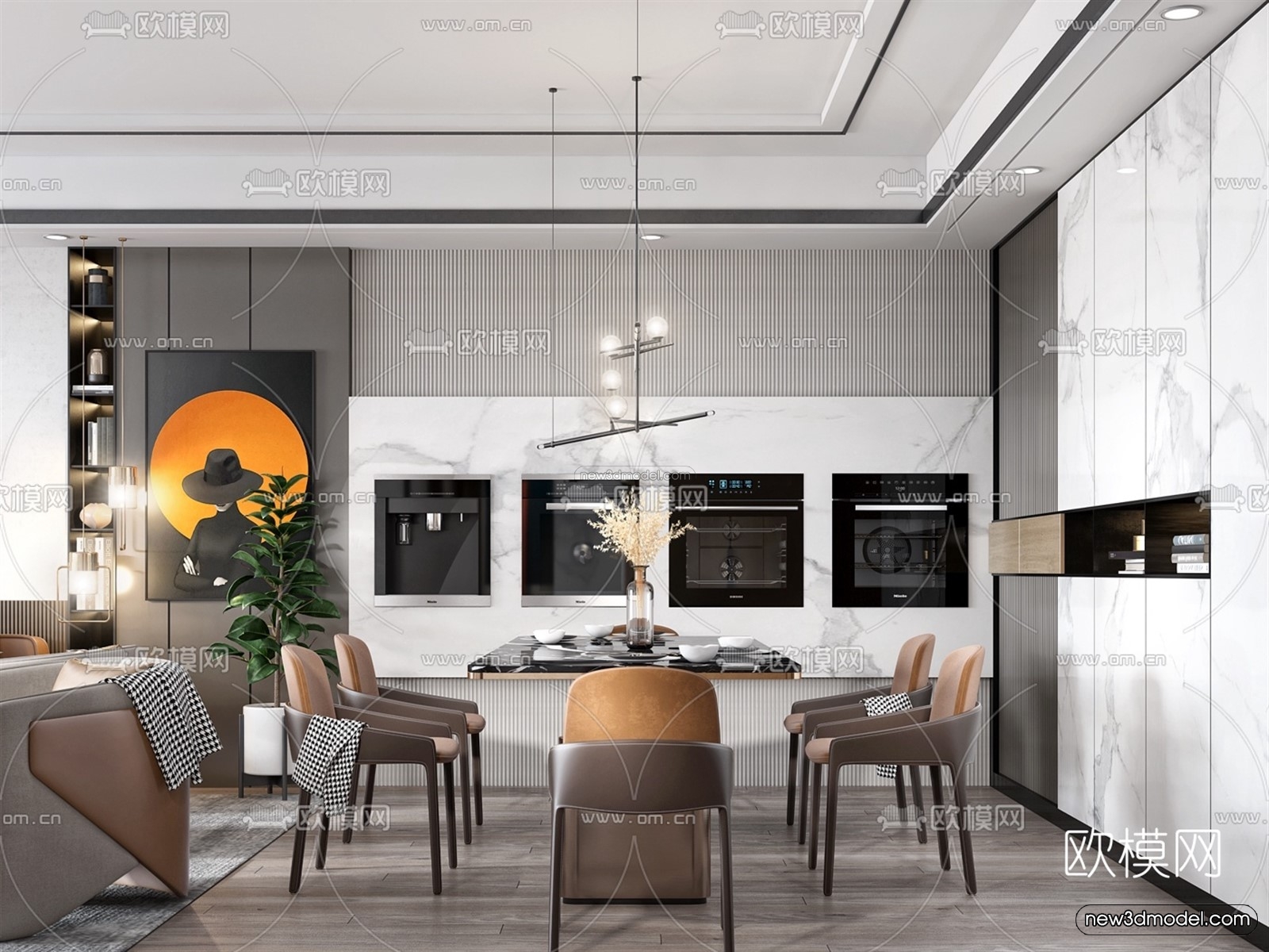 Luxury Style Interior 3D Blocks – Living Room 3D Model – 045 – VRAY - thumbnail 3