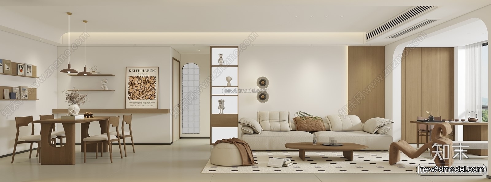 Nordic Style Interior 3D Blocks – Living Room 3D Model – 123 – VRAY - thumbnail 4