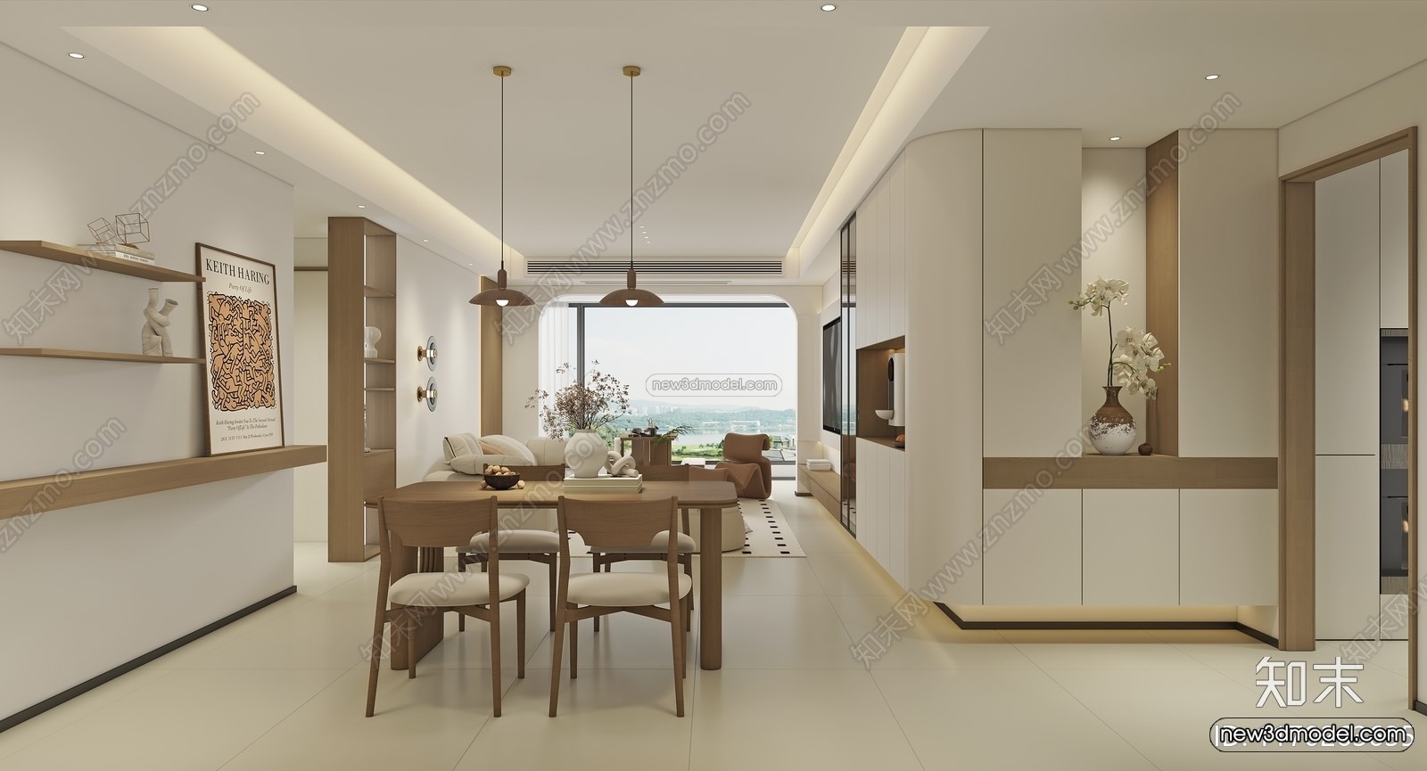 Nordic Style Interior 3D Blocks – Living Room 3D Model – 123 – VRAY - thumbnail 3