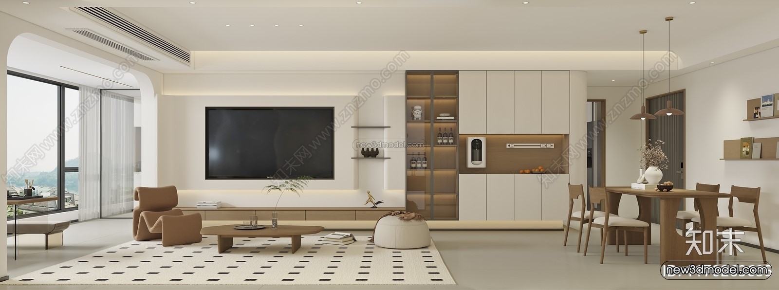 Nordic Style Interior 3D Blocks – Living Room 3D Model – 123 – VRAY - thumbnail 2