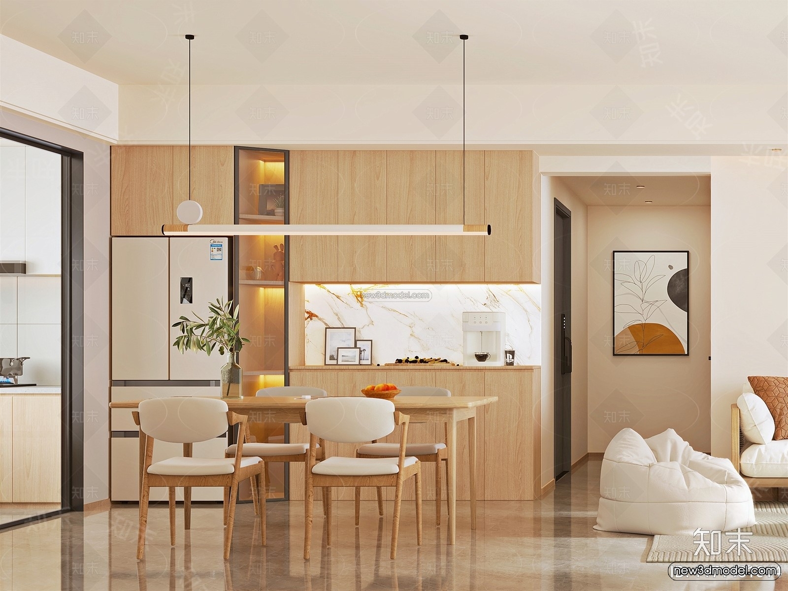 Nordic Style Interior 3D Blocks – Living Room 3D Model – 134 – VRAY - thumbnail 2