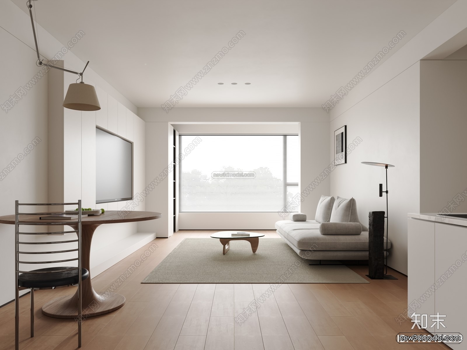 Modern Style Interior 3D Blocks and 3D Models – Living Room 3D Scene – 023 – CORONA - thumbnail 2
