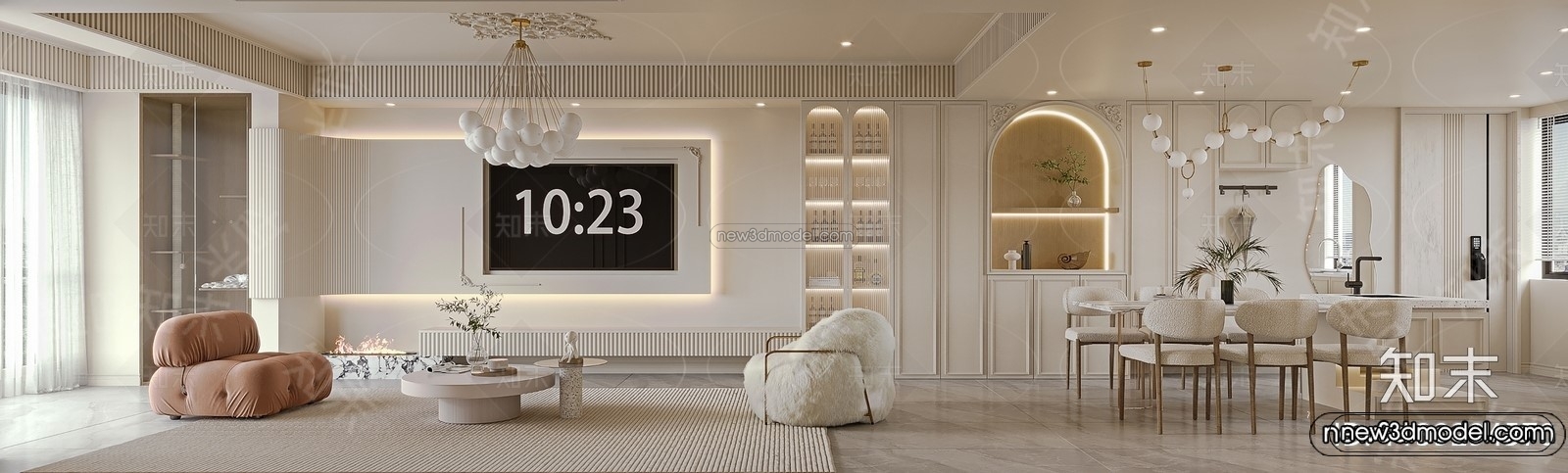 Modern Style Interior 3D Blocks and 3D Models – Living Room 3D Scene – 027 – CORONA - thumbnail 2