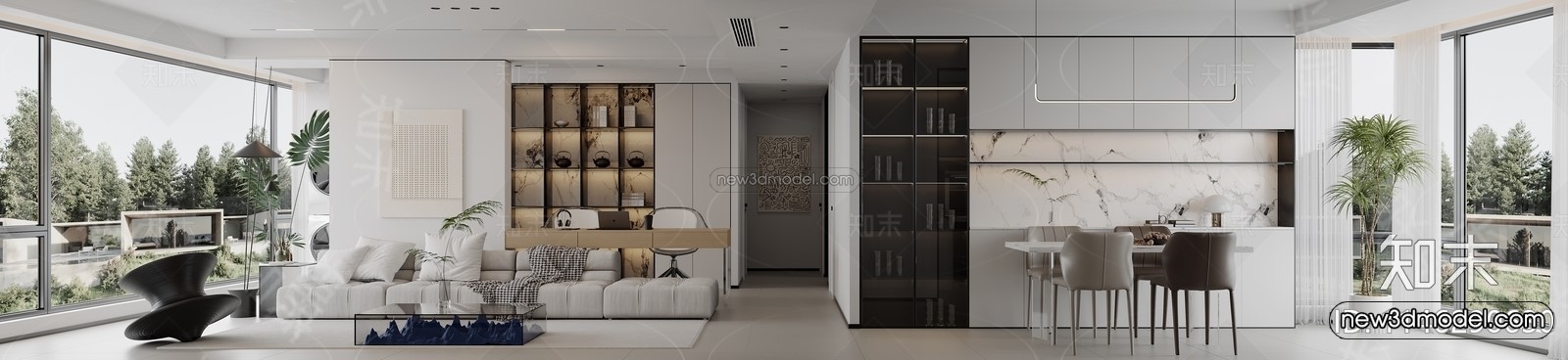 Modern Style Interior 3D Blocks and 3D Models – Living Room 3D Scene – 253 – CORONA - thumbnail 3