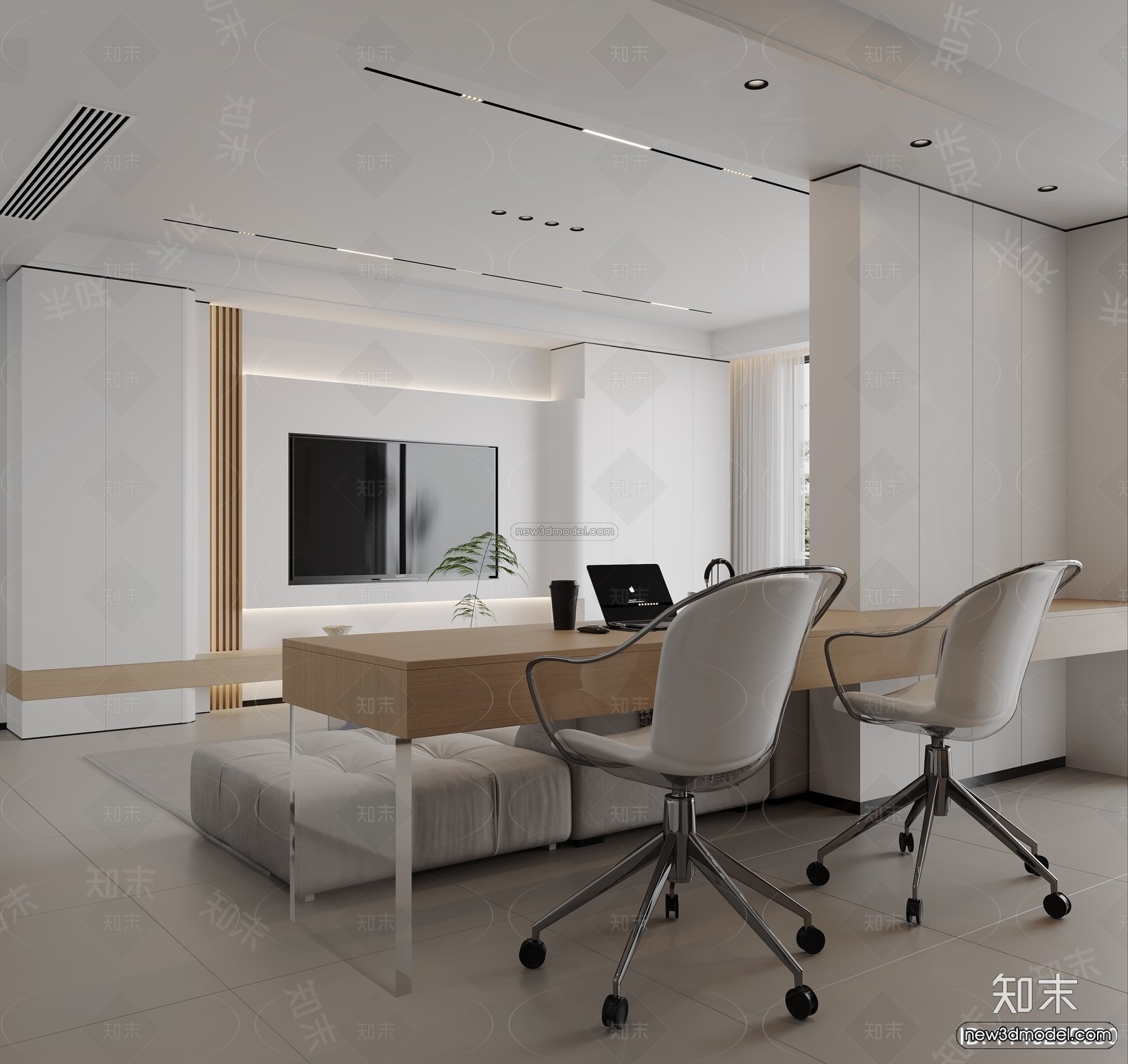 Modern Style Interior 3D Blocks and 3D Models – Living Room 3D Scene – 253 – CORONA - thumbnail 2