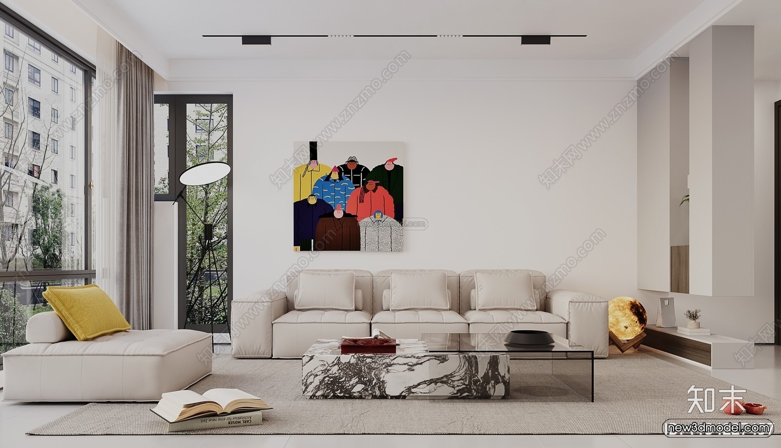Modern Style Interior 3D Blocks and 3D Models – Living Room 3D Scene – 029 – CORONA - thumbnail 4