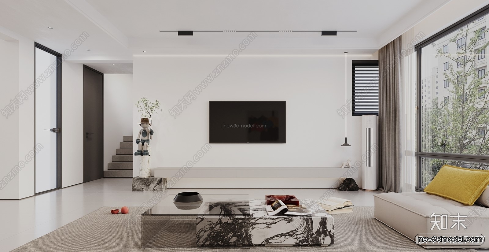 Modern Style Interior 3D Blocks and 3D Models – Living Room 3D Scene – 029 – CORONA - thumbnail 3