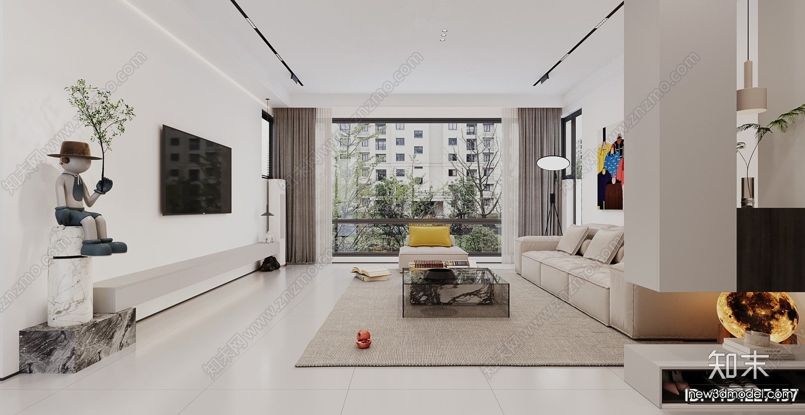 Modern Style Interior 3D Blocks and 3D Models – Living Room 3D Scene – 029 – CORONA - thumbnail 2