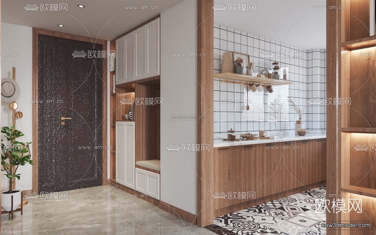 Nordic Style Interior 3D Blocks – Living Room 3D Model – 159 – VRAY - thumbnail 3