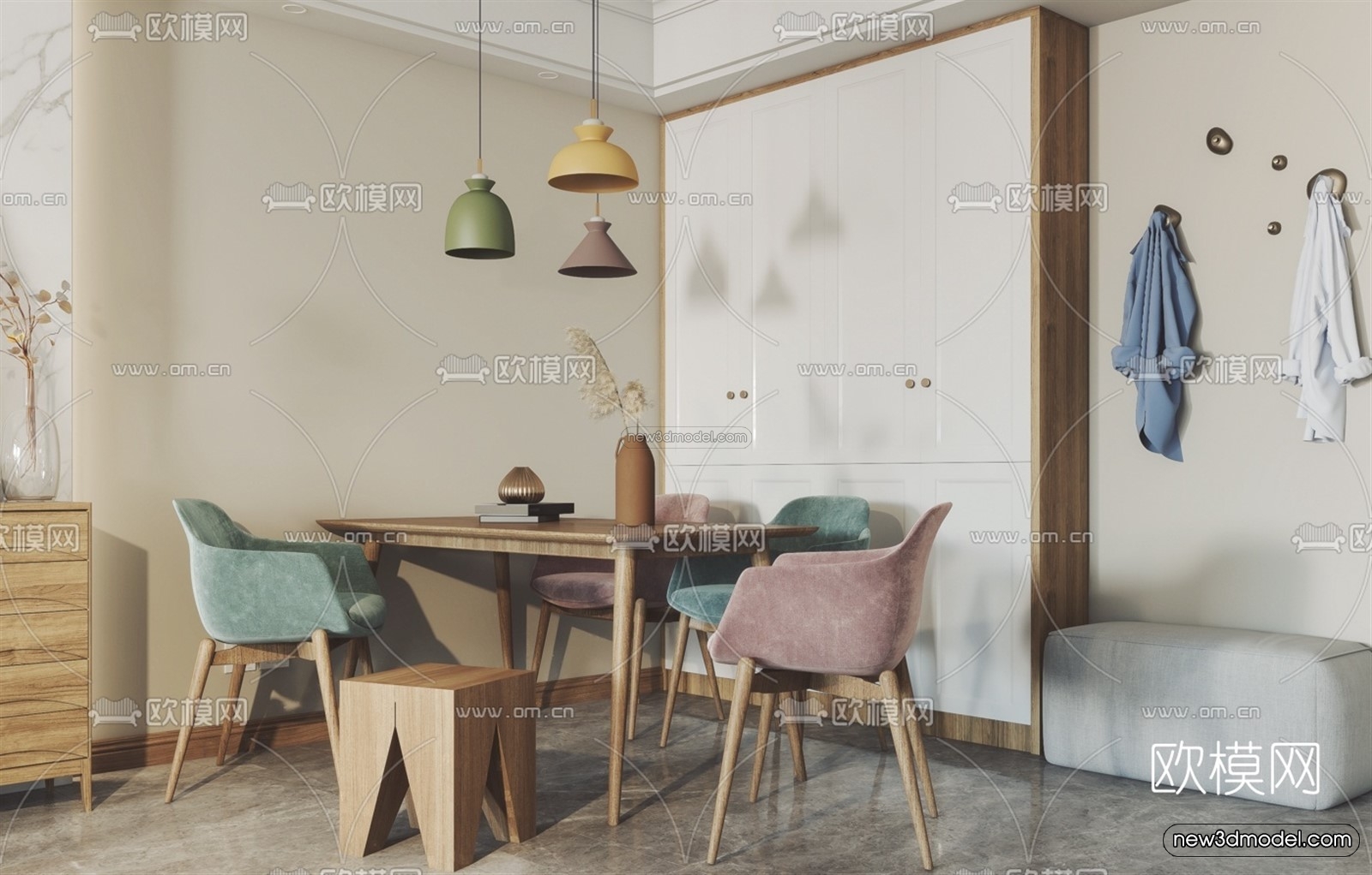 Nordic Style Interior 3D Blocks – Living Room 3D Model – 203 – VRAY - thumbnail 2