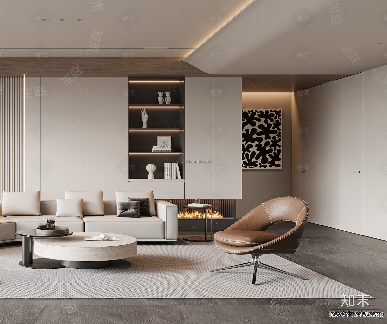 Modern Style Interior 3D Blocks and 3D Models – Living Room 3D Scene – 254 – CORONA - thumbnail 3