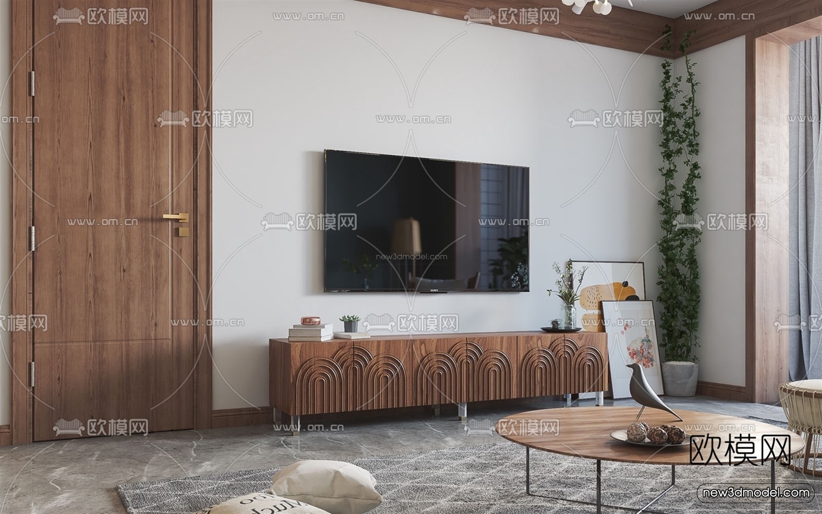 Nordic Style Interior 3D Blocks – Living Room 3D Model – 159 – VRAY - thumbnail 2